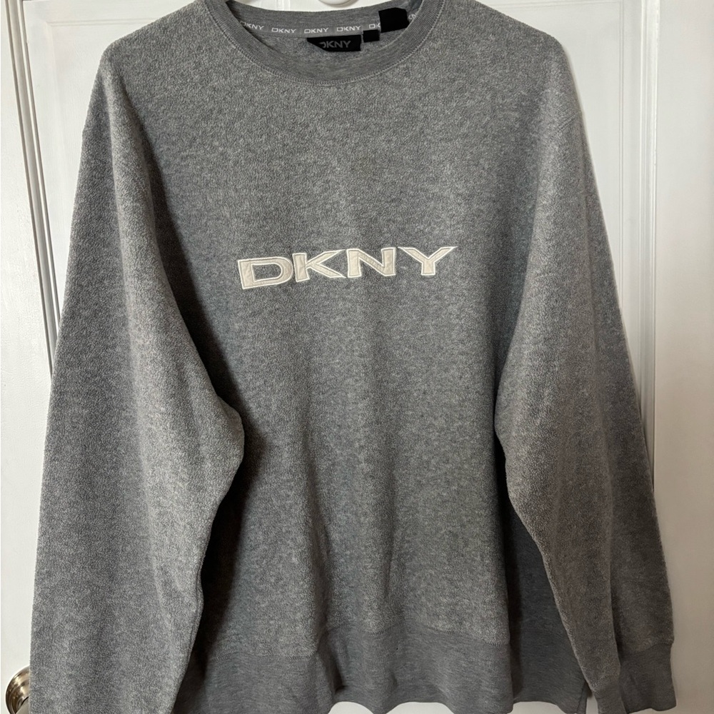 DKNY Men's Gray Crewneck Sweatshirt with White Logo